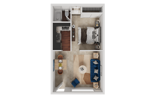 Floor plan for 1 bed, 1 bath, 432 sqft